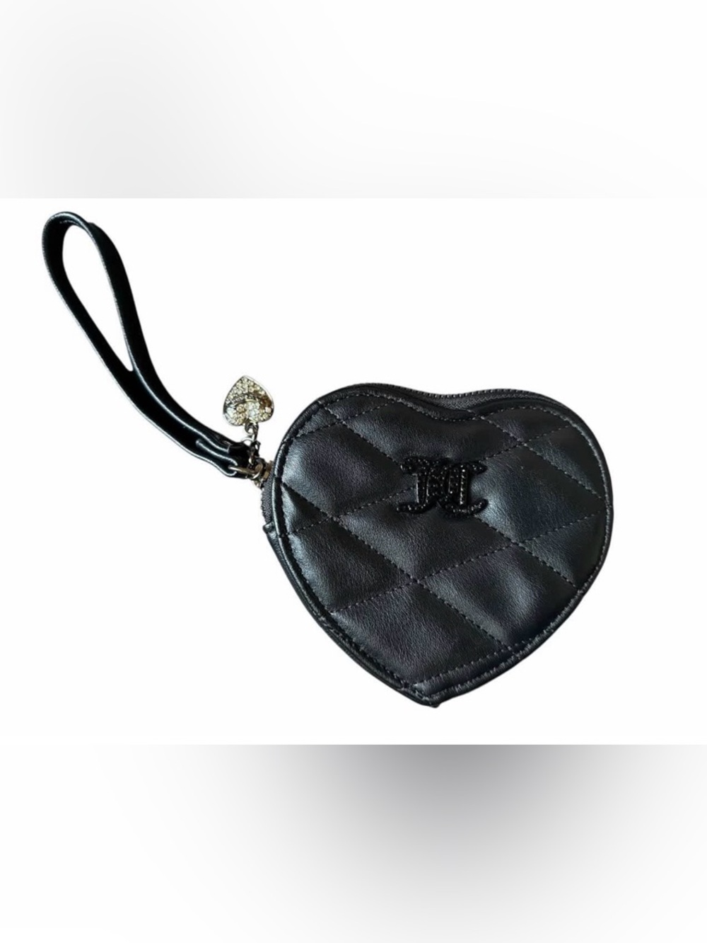 Juicy Couture Black Quilted Heart Wristlet Coin Purse